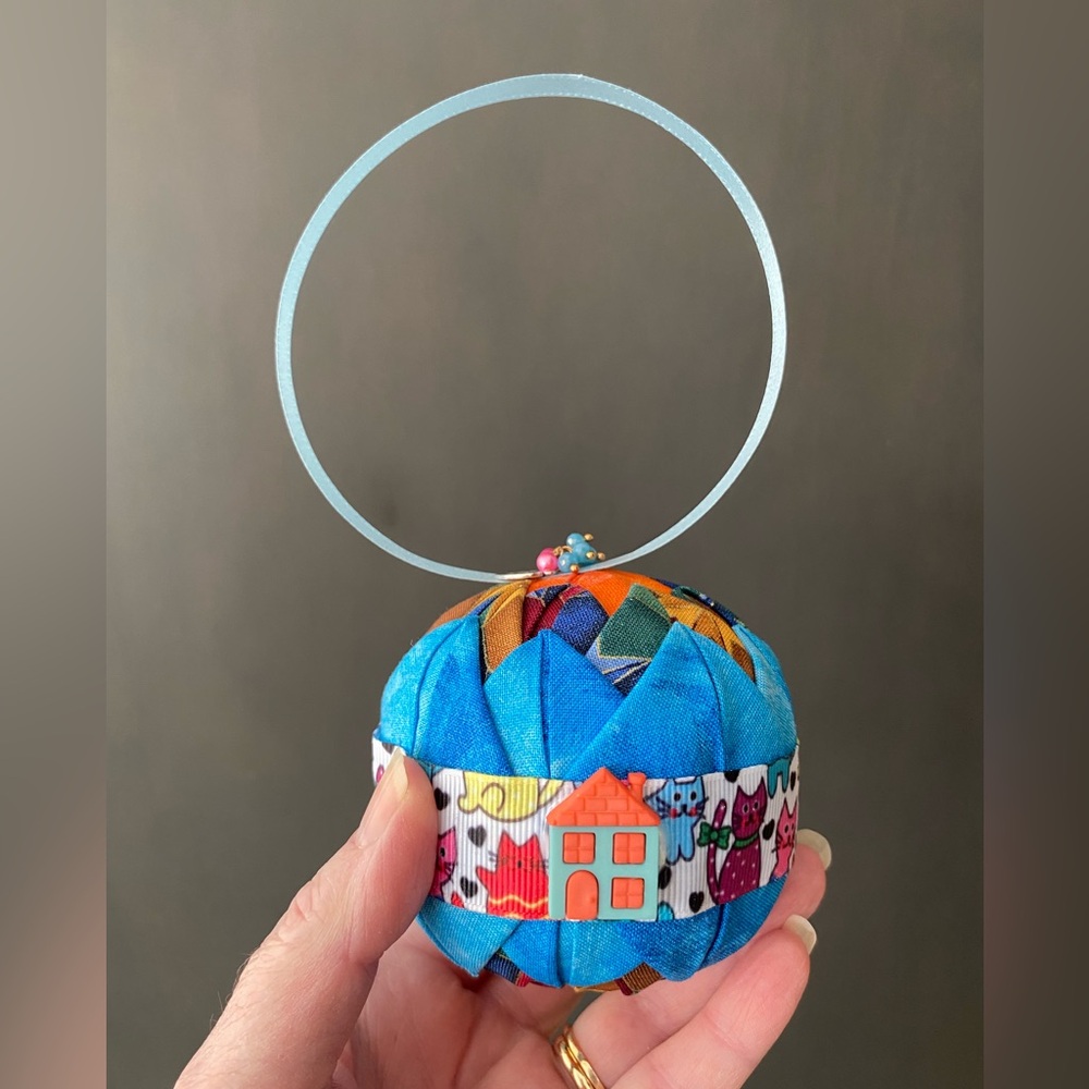 “House is Home with Kitty” cat lover handmade quilted ornament